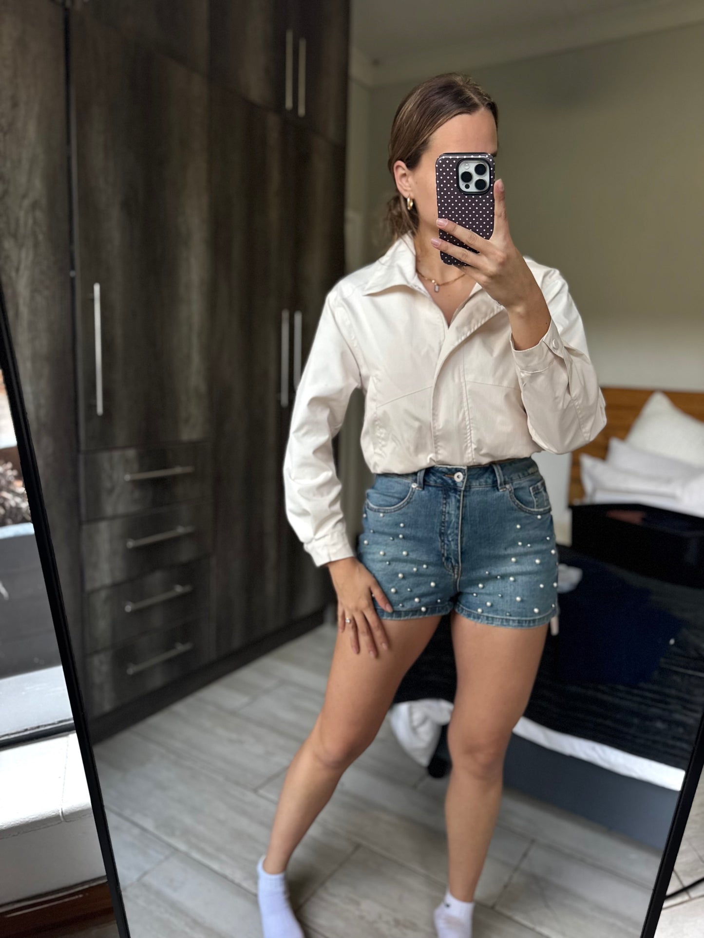 Woolworths pearl denim shorts (X)