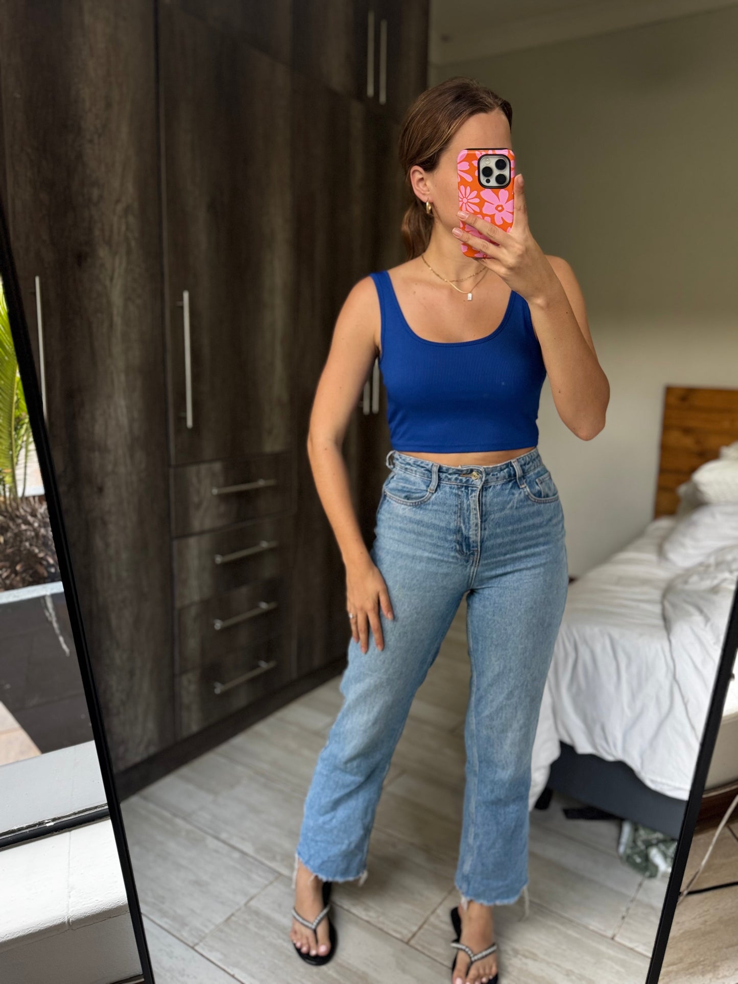 Blue ribbed top (P)