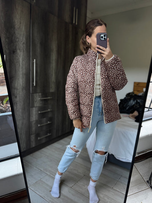 Leopard print puffer (S)