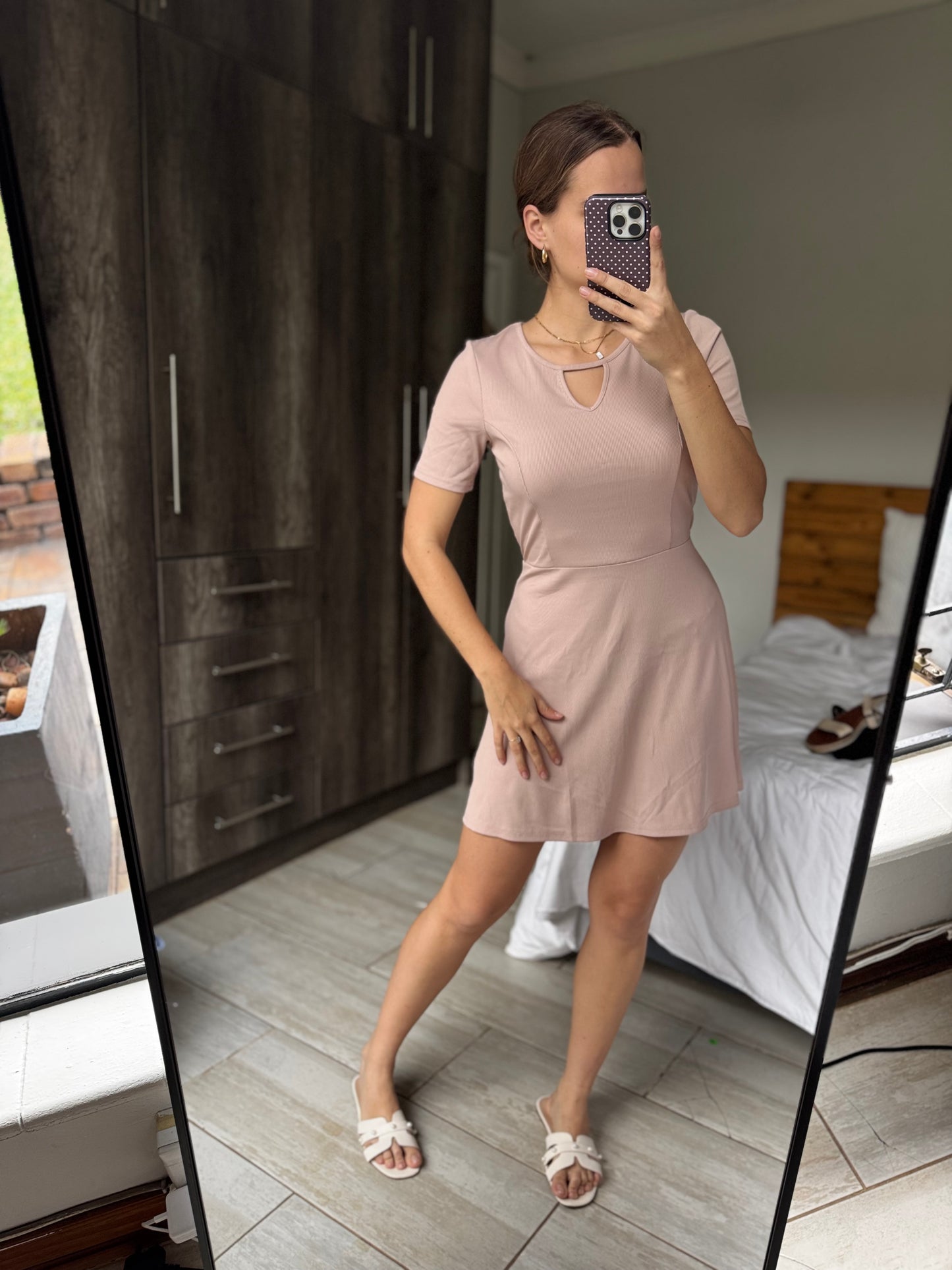 H&M pink ribbed dress (LL)