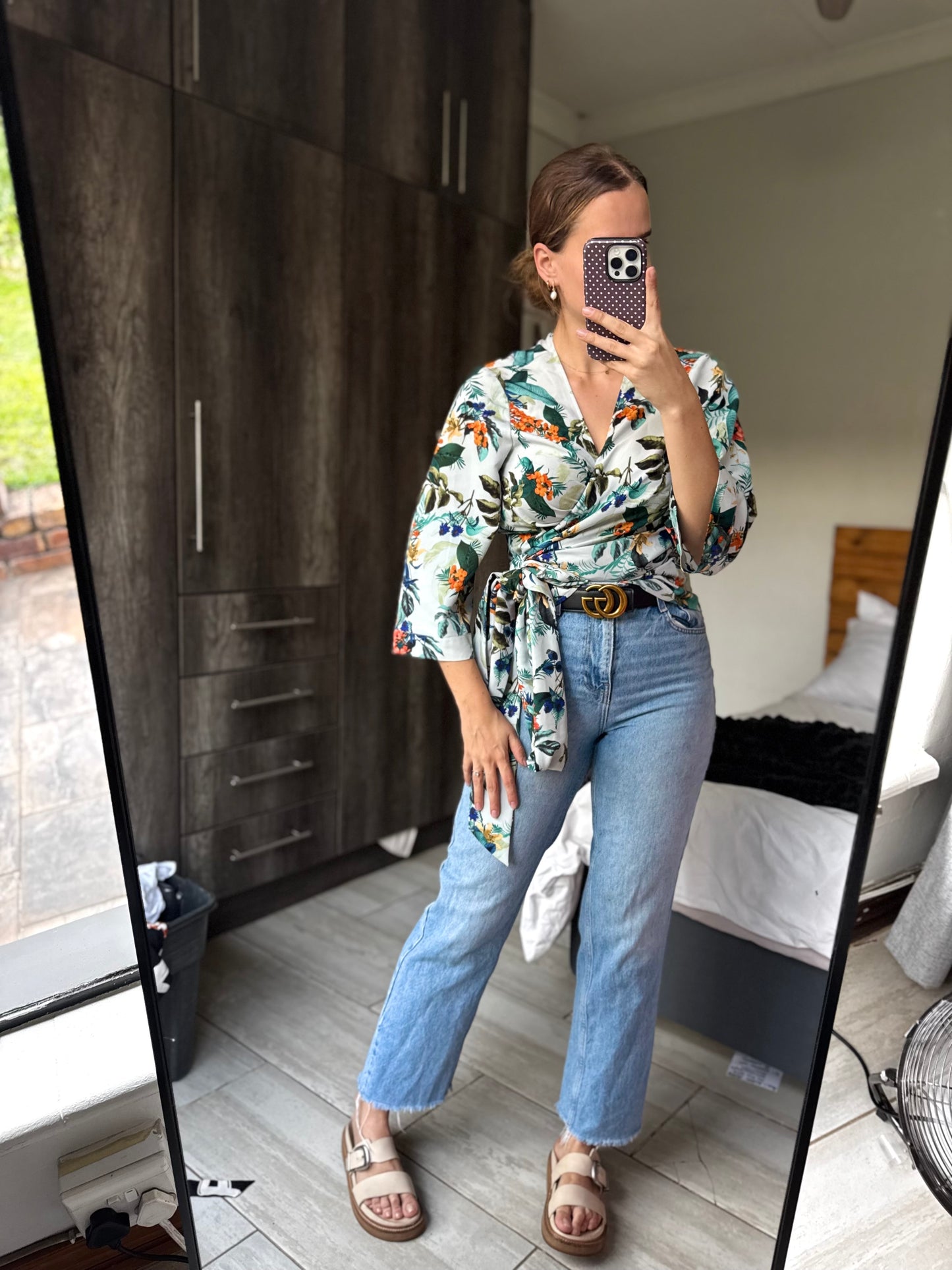Woolworths floral wrap top (W)
