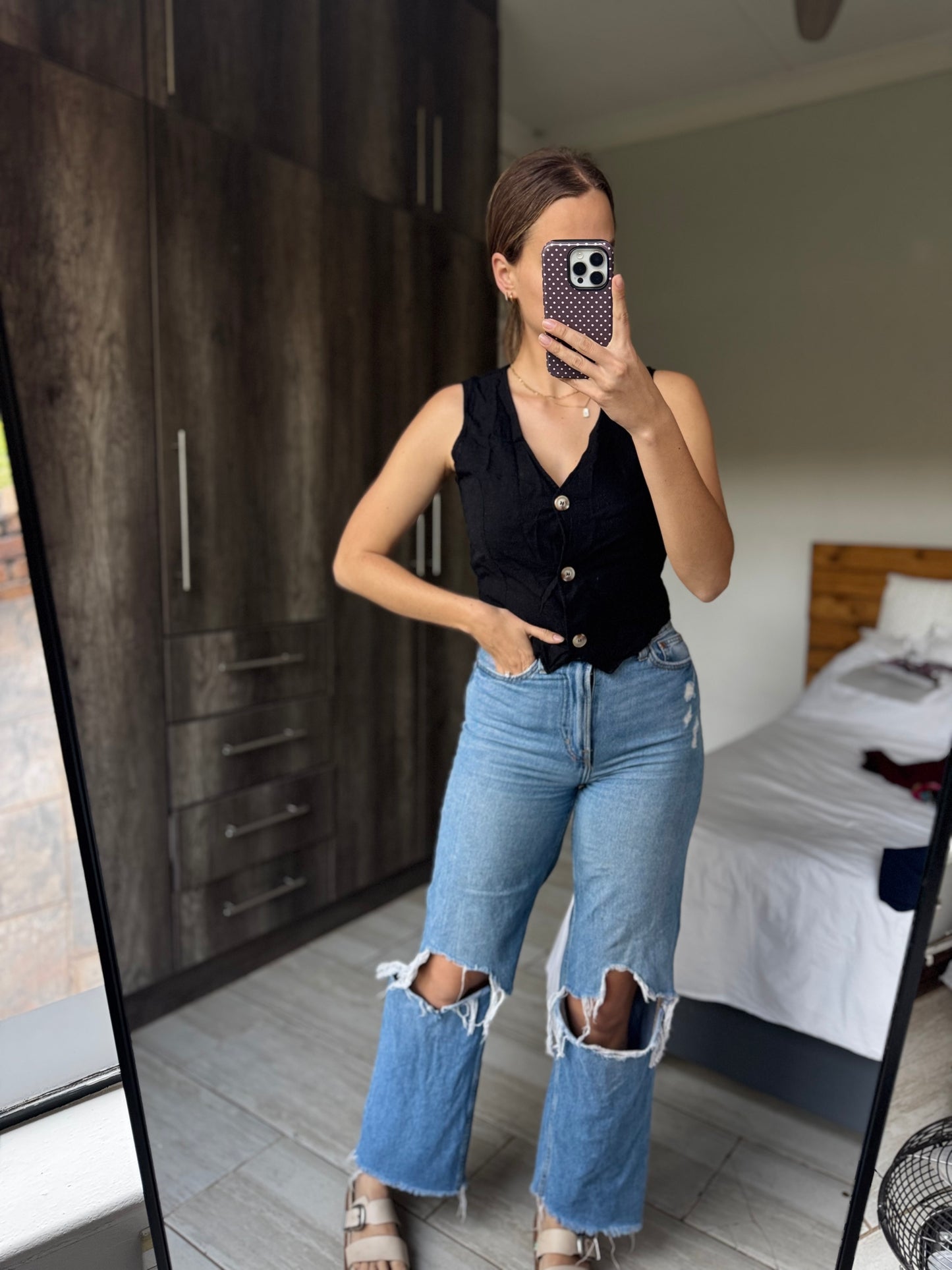 Black vest top (S)