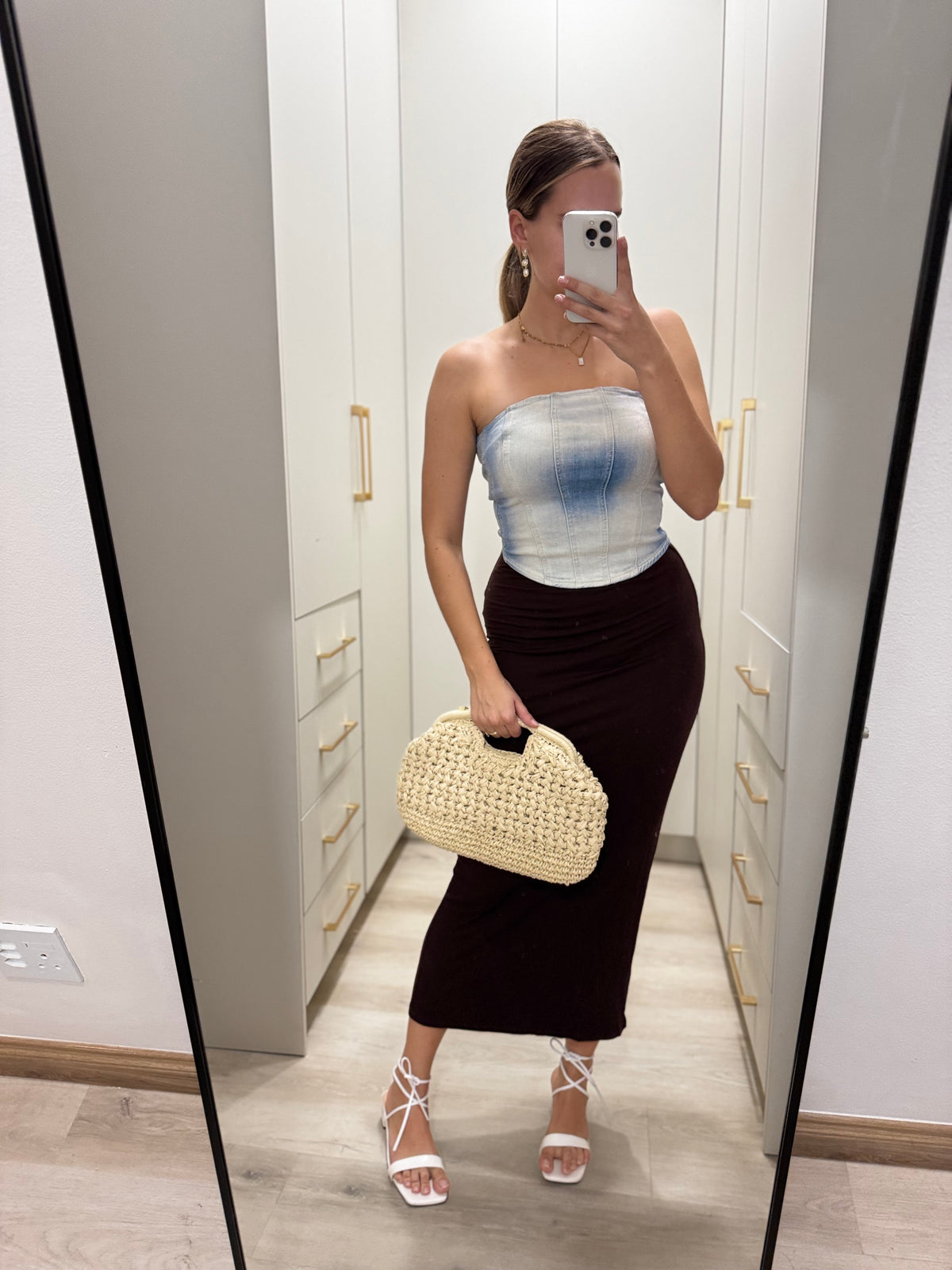 Cotton on brown ribbed skirt (HH)