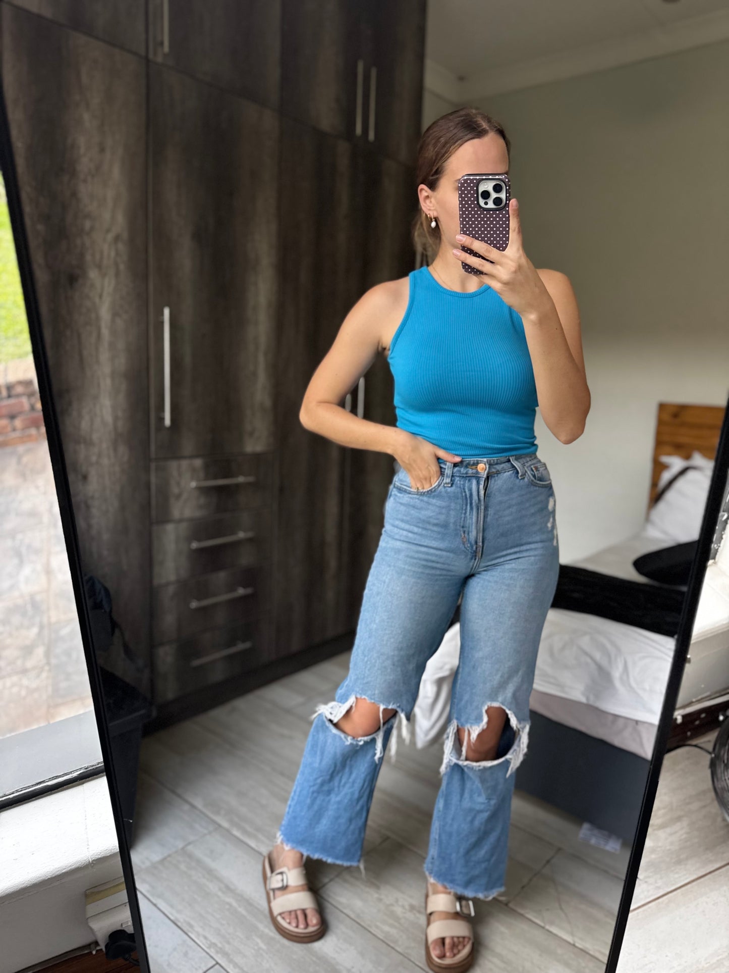 Blue ribbed tank (L)
