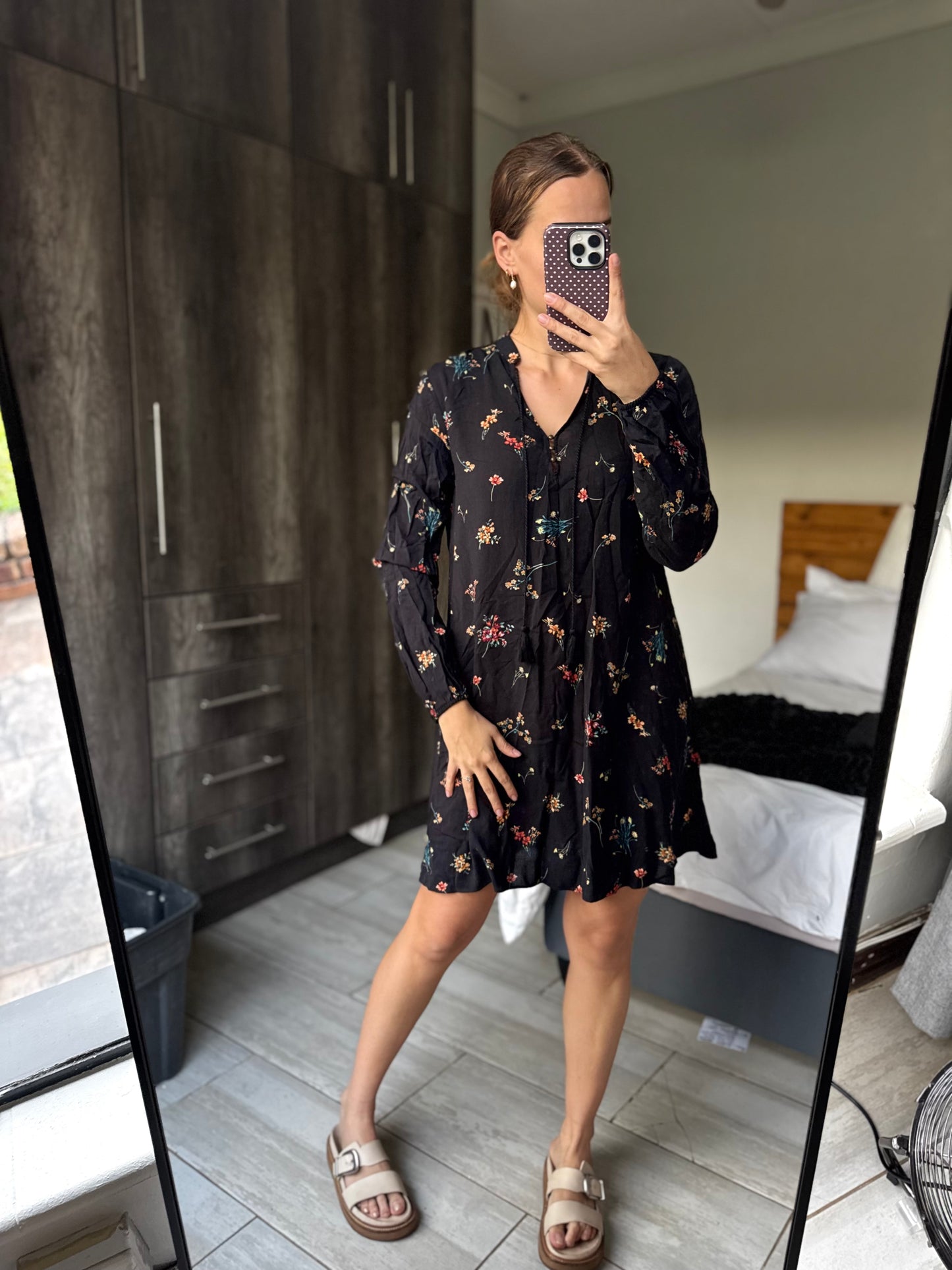 Woolworths black floral dress (W)