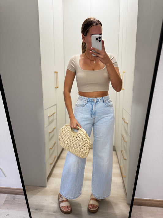 Cotton on ribbed brown top (P)