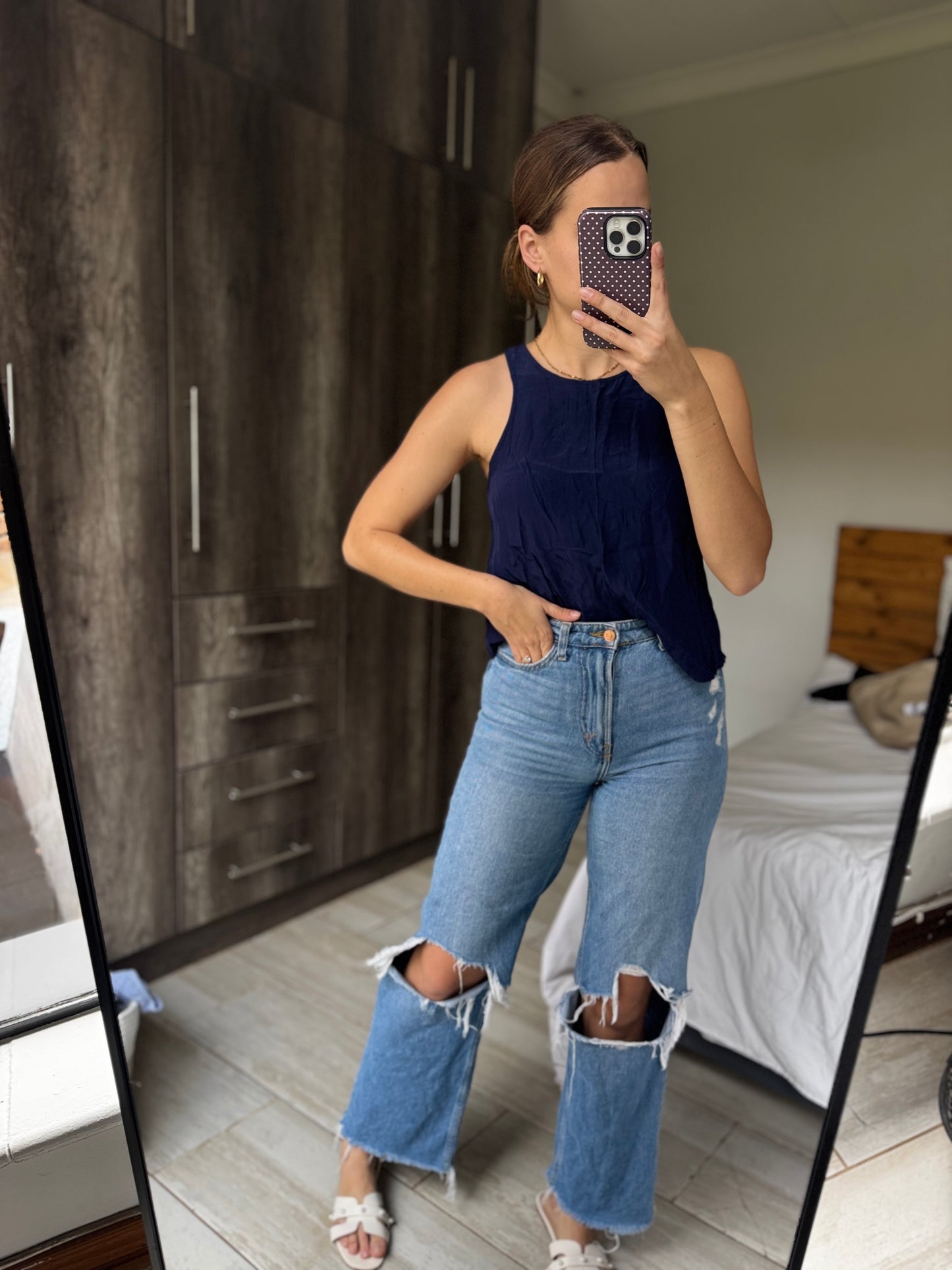 Forever New navy top (L)