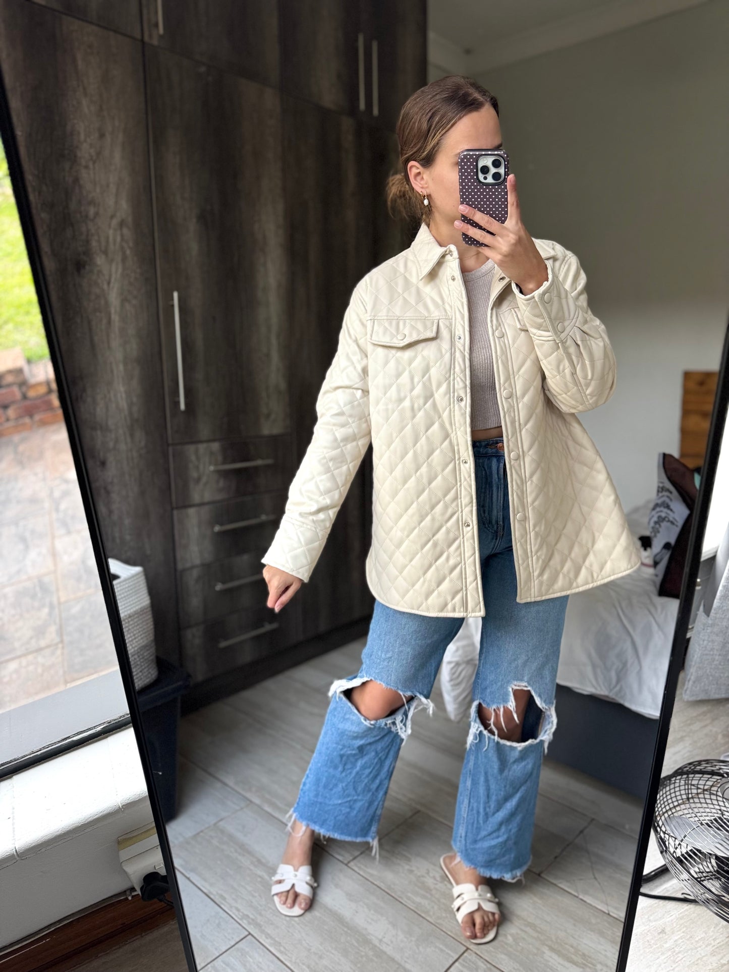 Brand New cream pleather stunning coat (B)