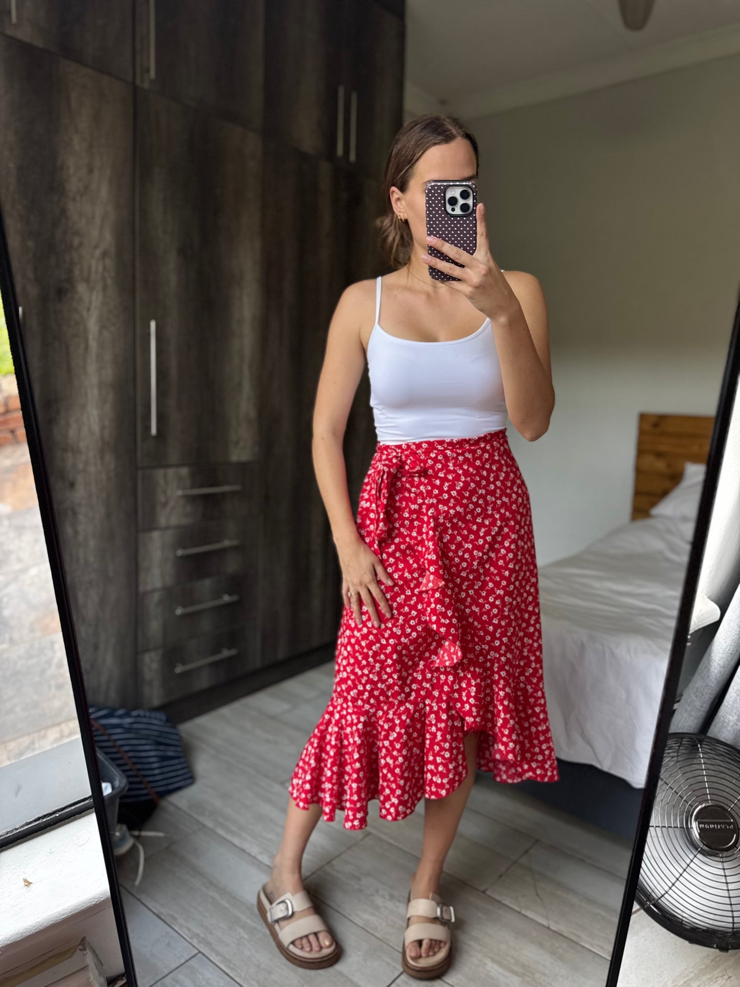 Red floral wrap skirt (AA)