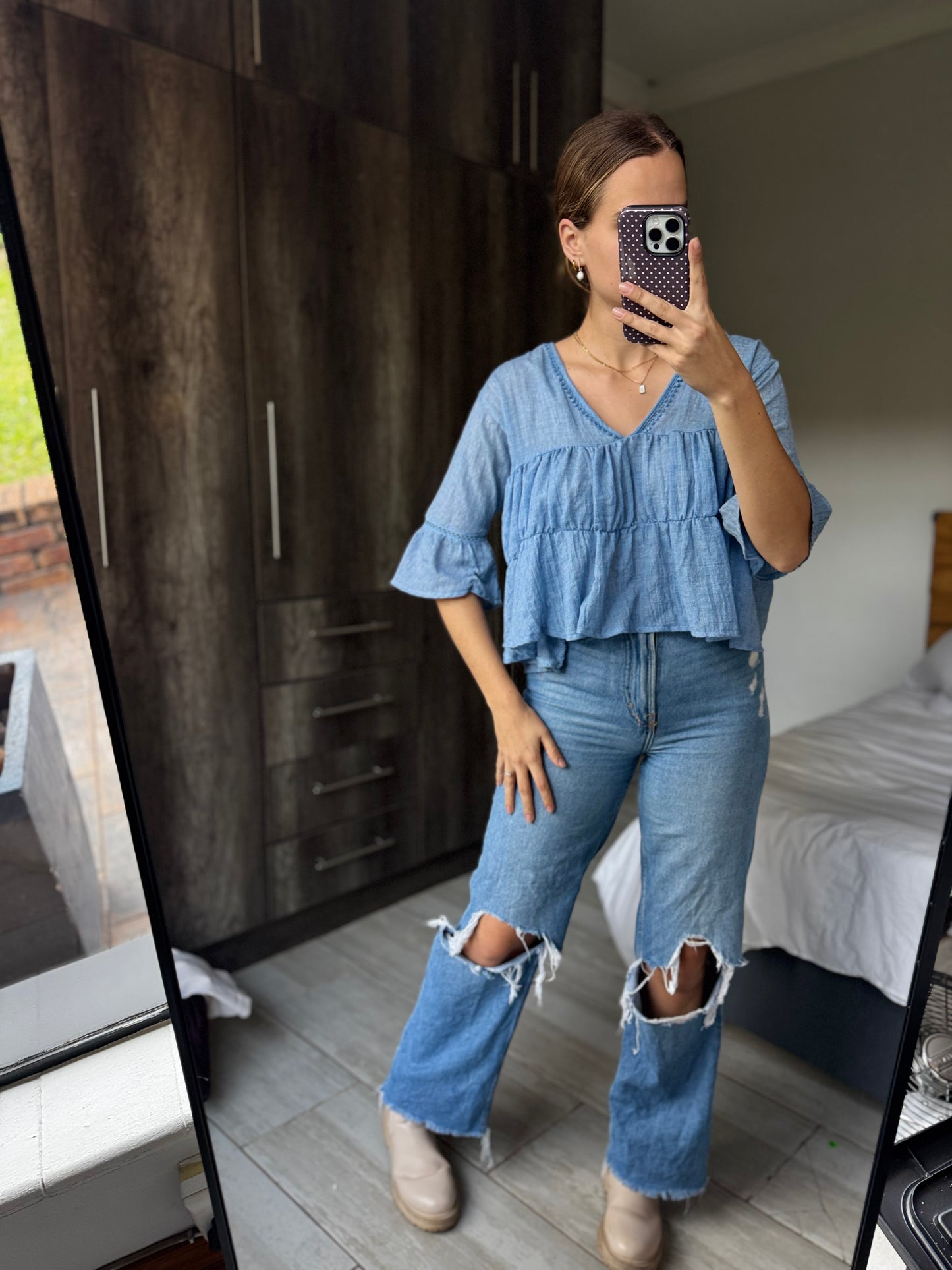 Navy denim top (D)