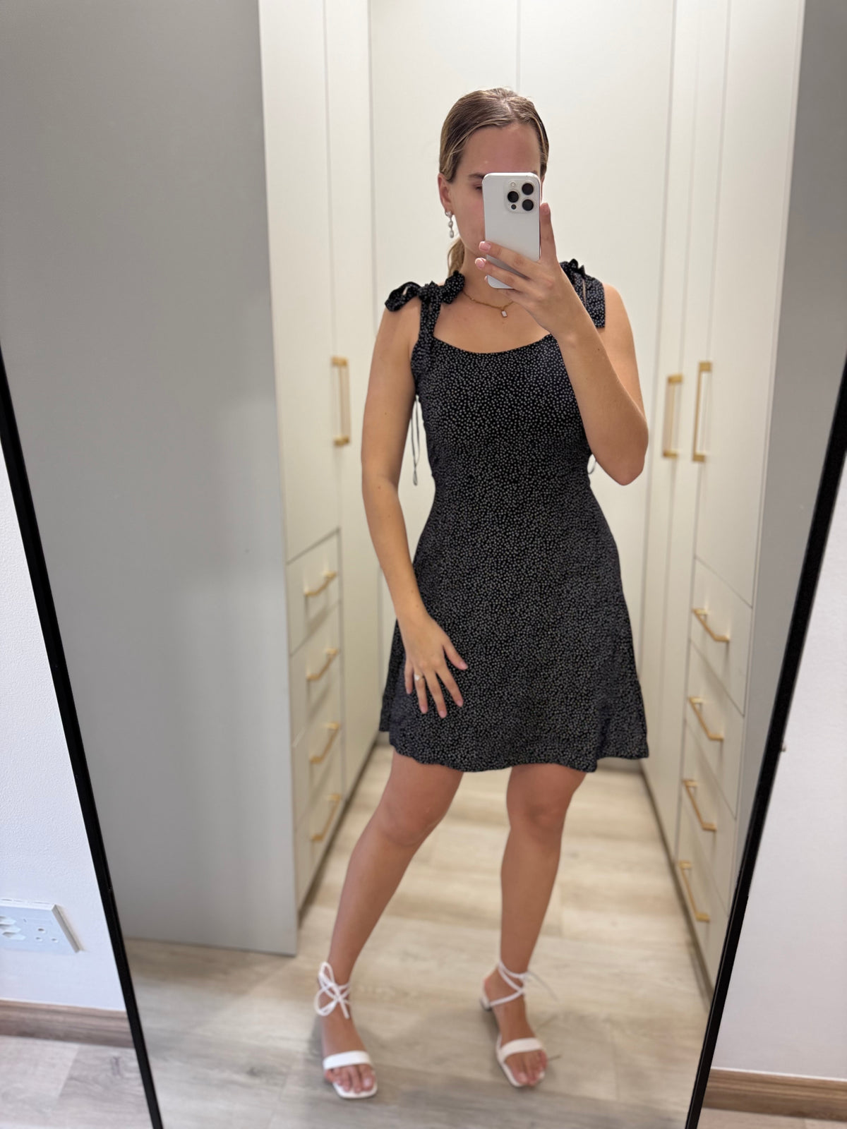 Woolworths black polka dot dress (K)