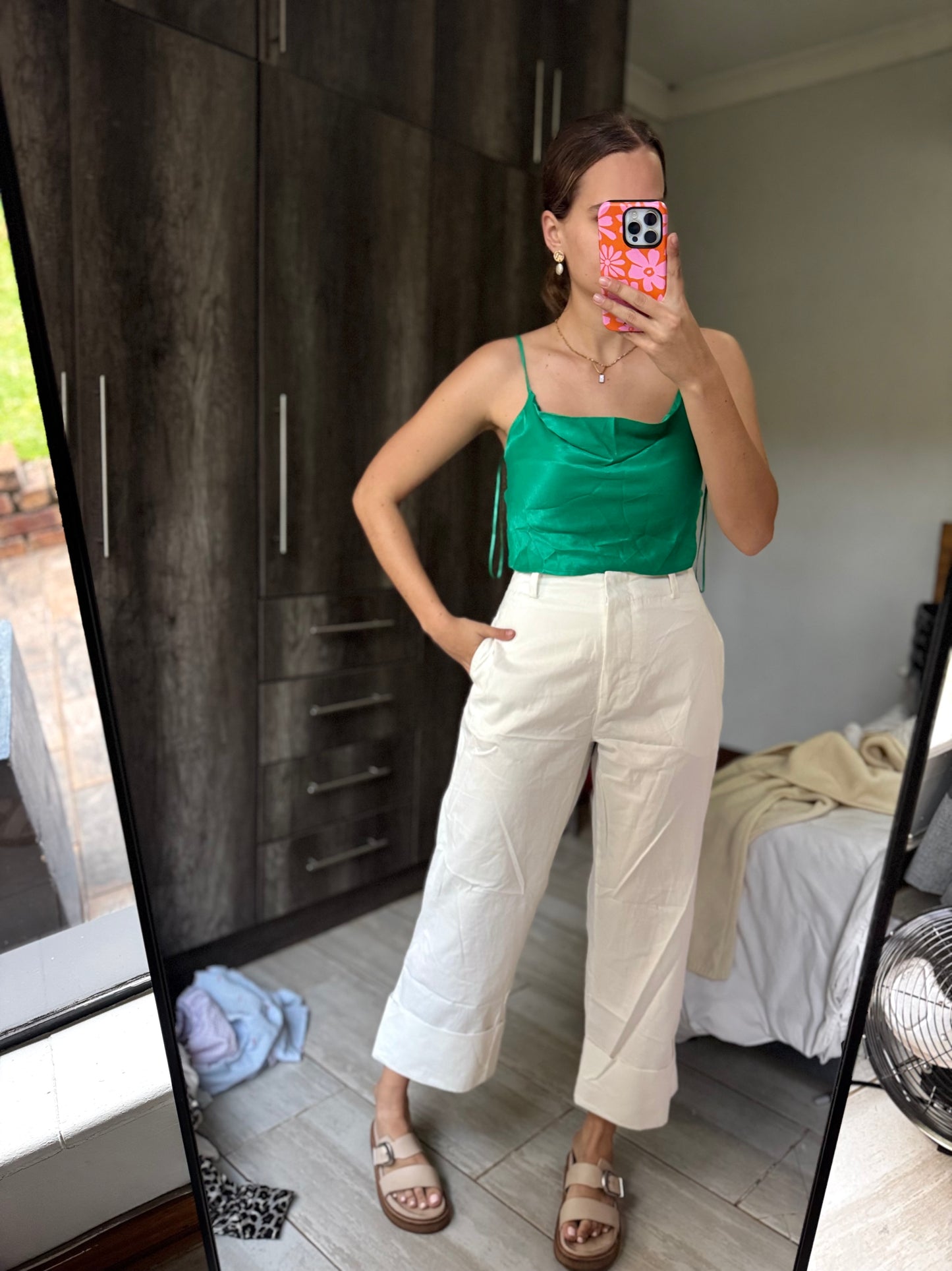 ZARA green silky top (HH)