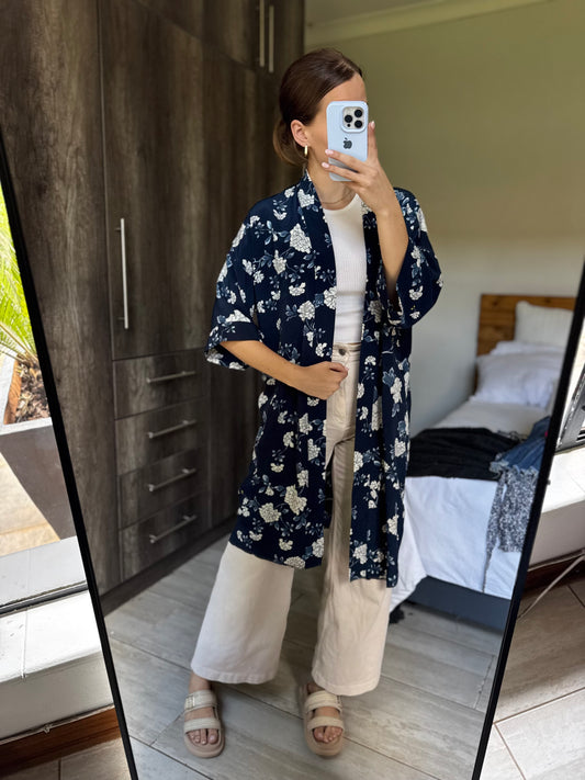 Woolworths blue floral jacket (GG)