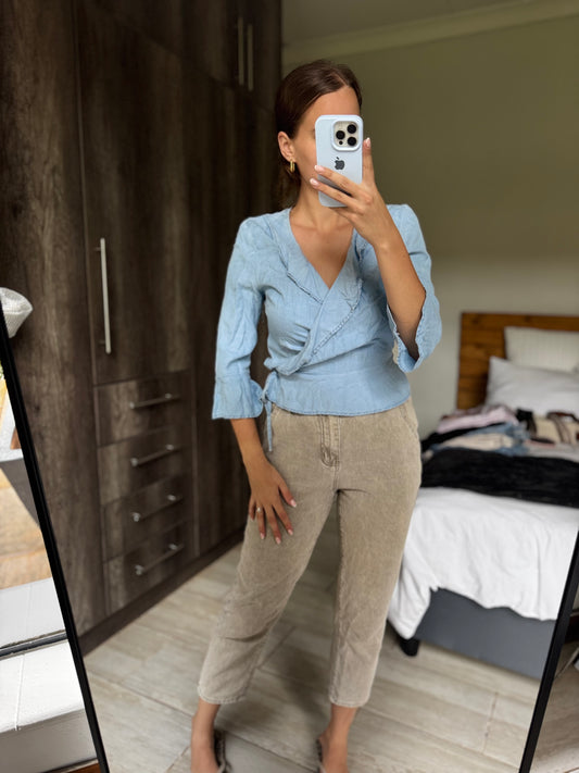 Cotton on denim wrap top (G)