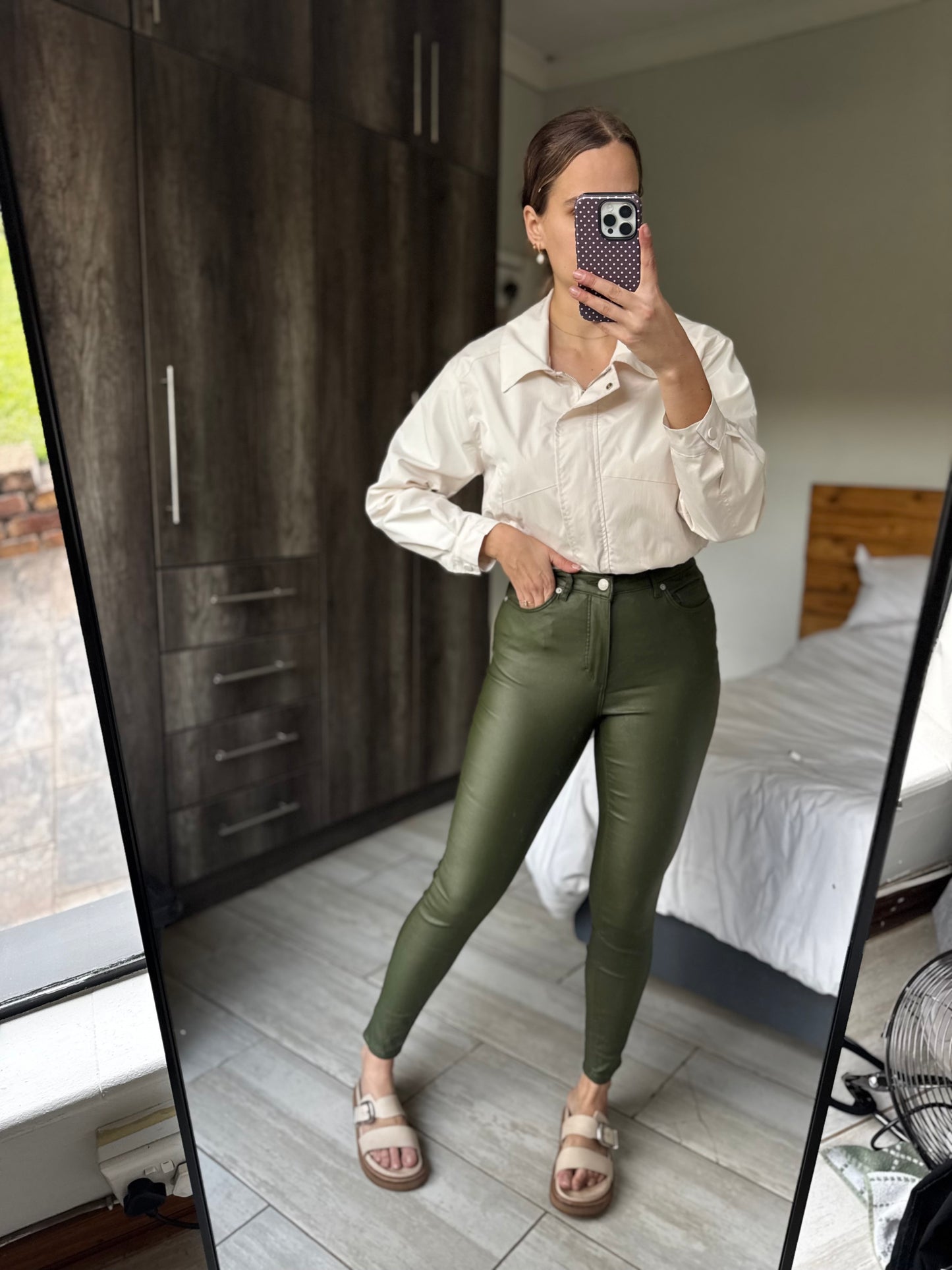 Woolworths leather green pants (TT)