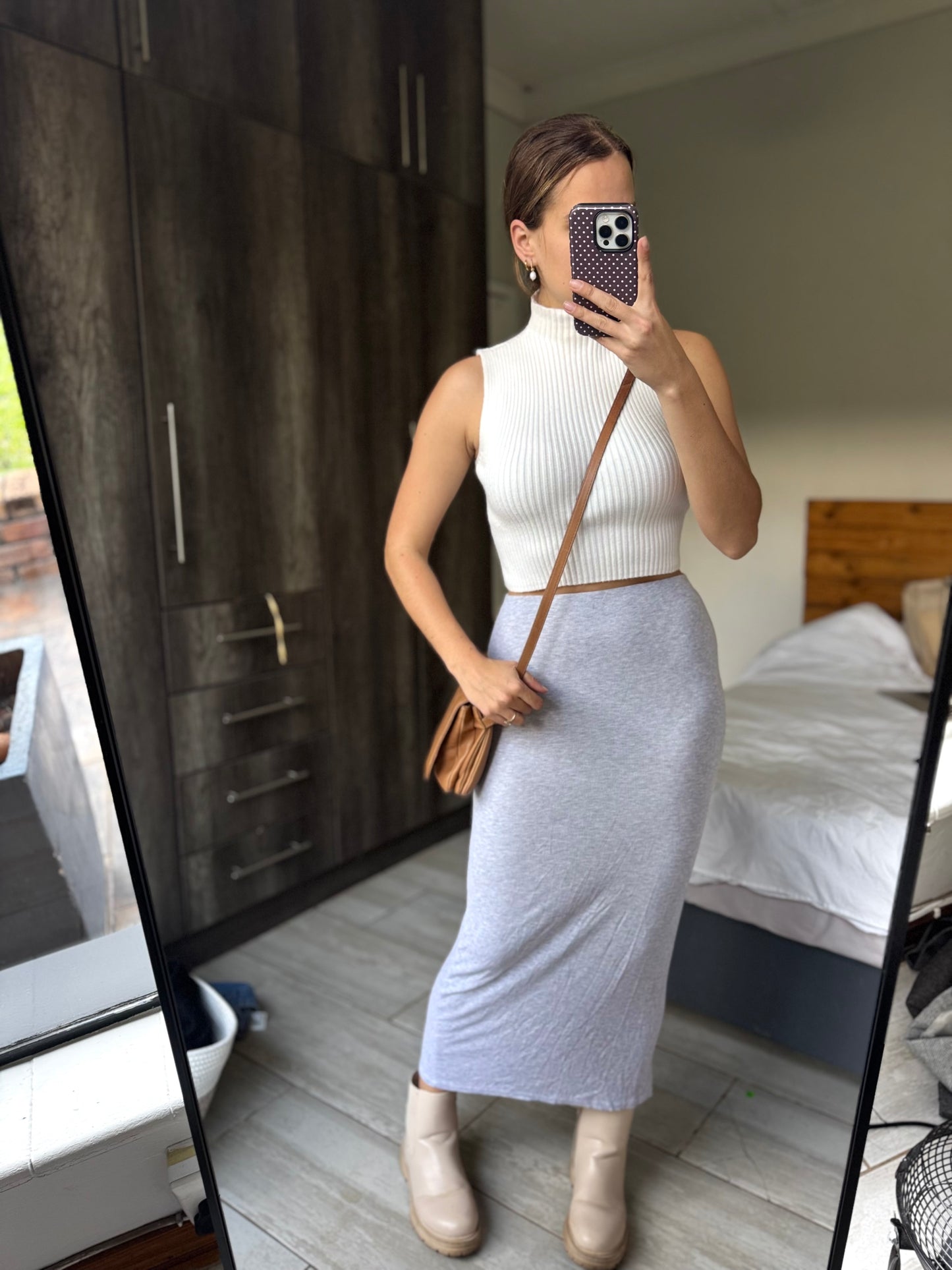 Cotton on grey ribbed skirt (HH)