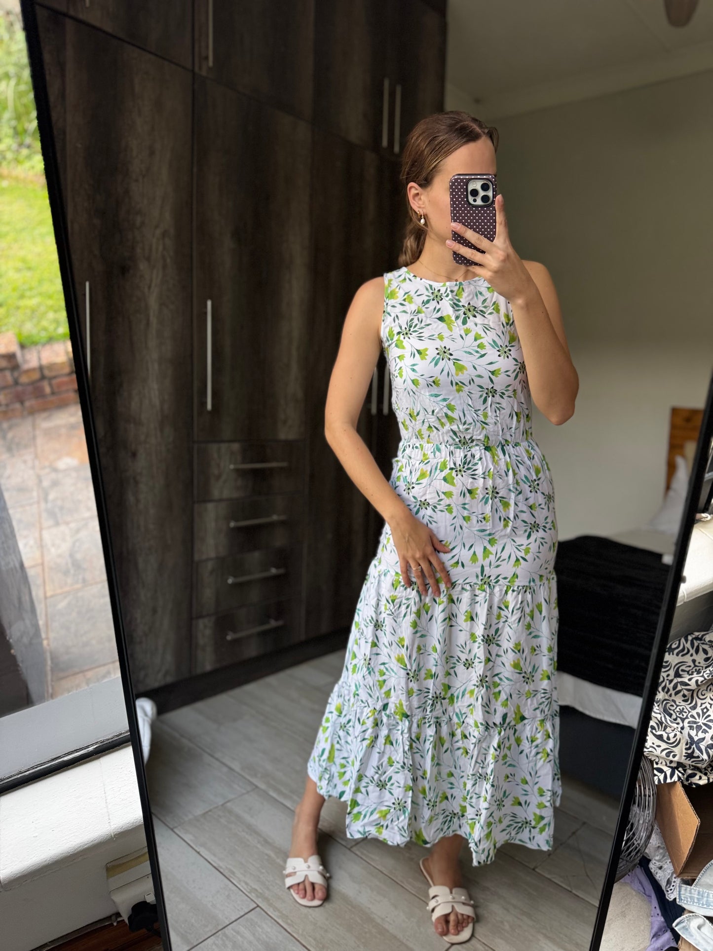 Green floral dress (P)
