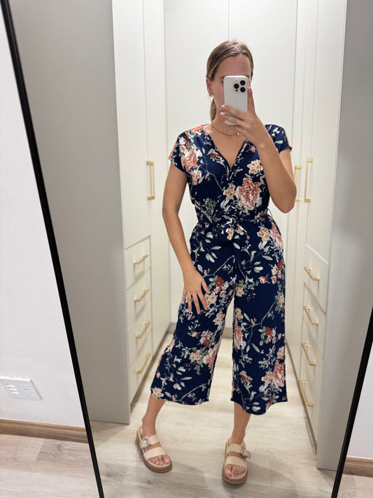 Navy floral jumpsuit (L)