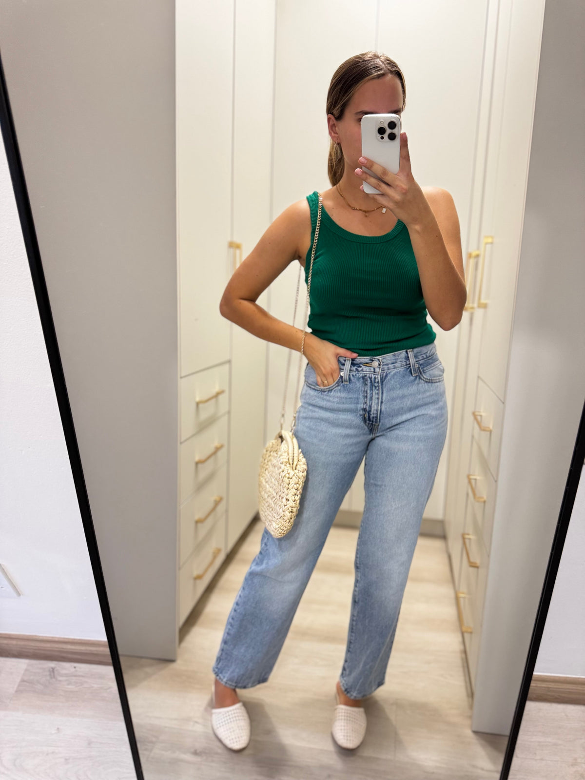 Old Khaki green ribbed tank (Q)