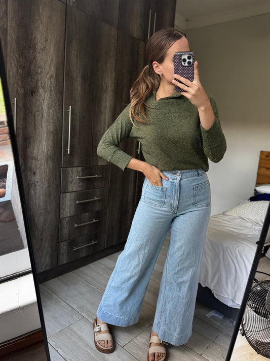 Green knitted sweater