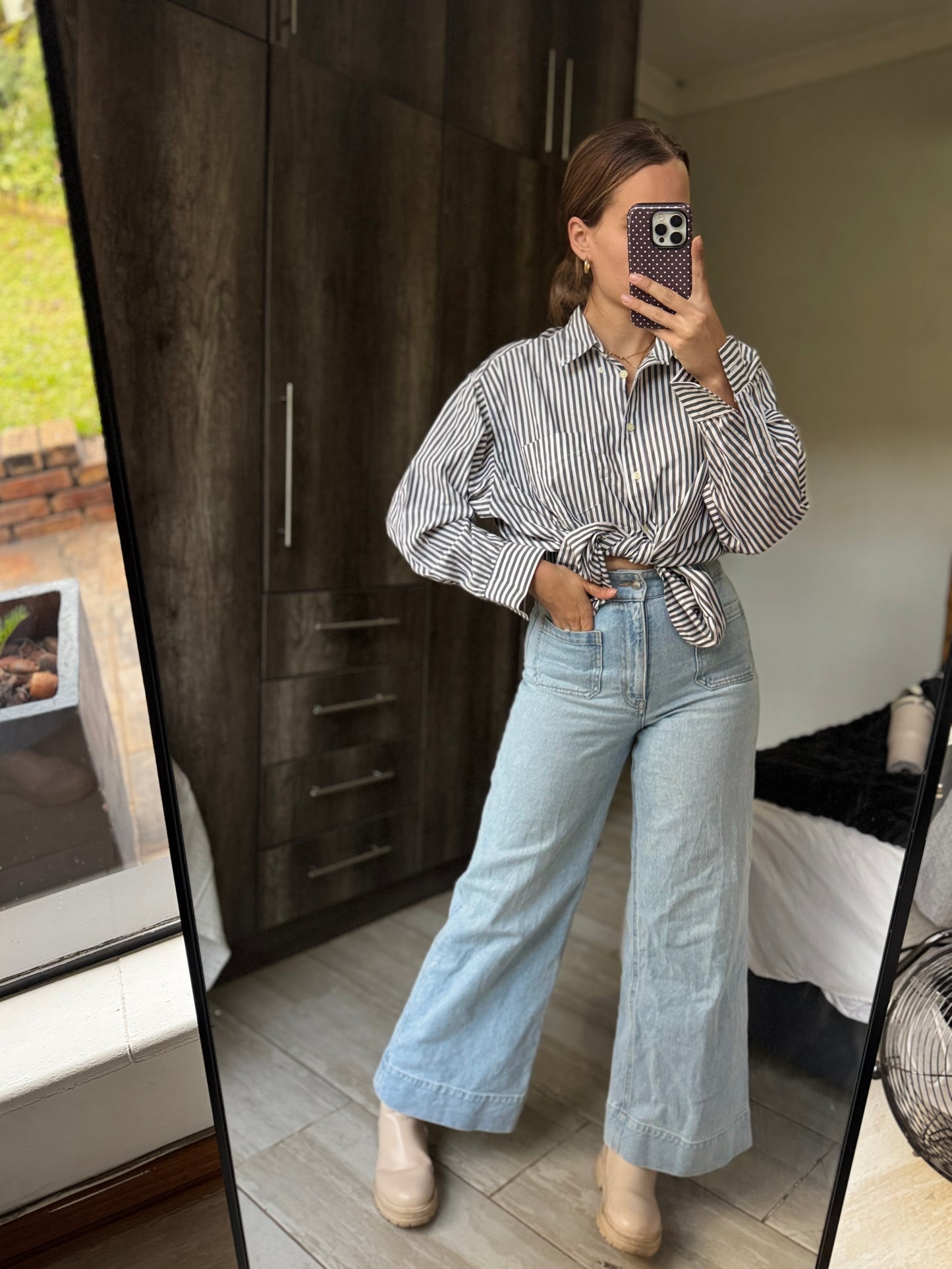 Striped button down (T)