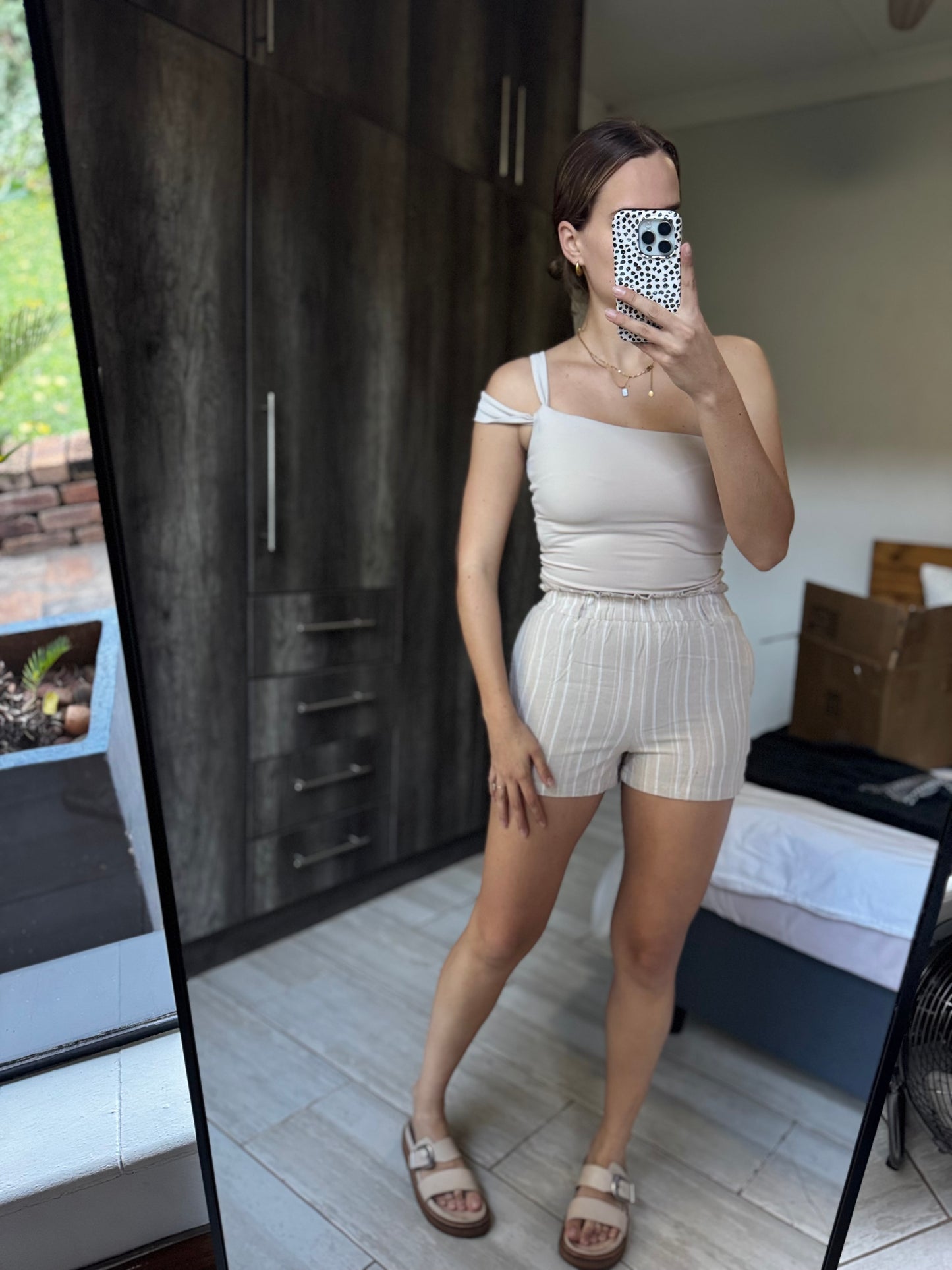 Cream striped shorts (A)
