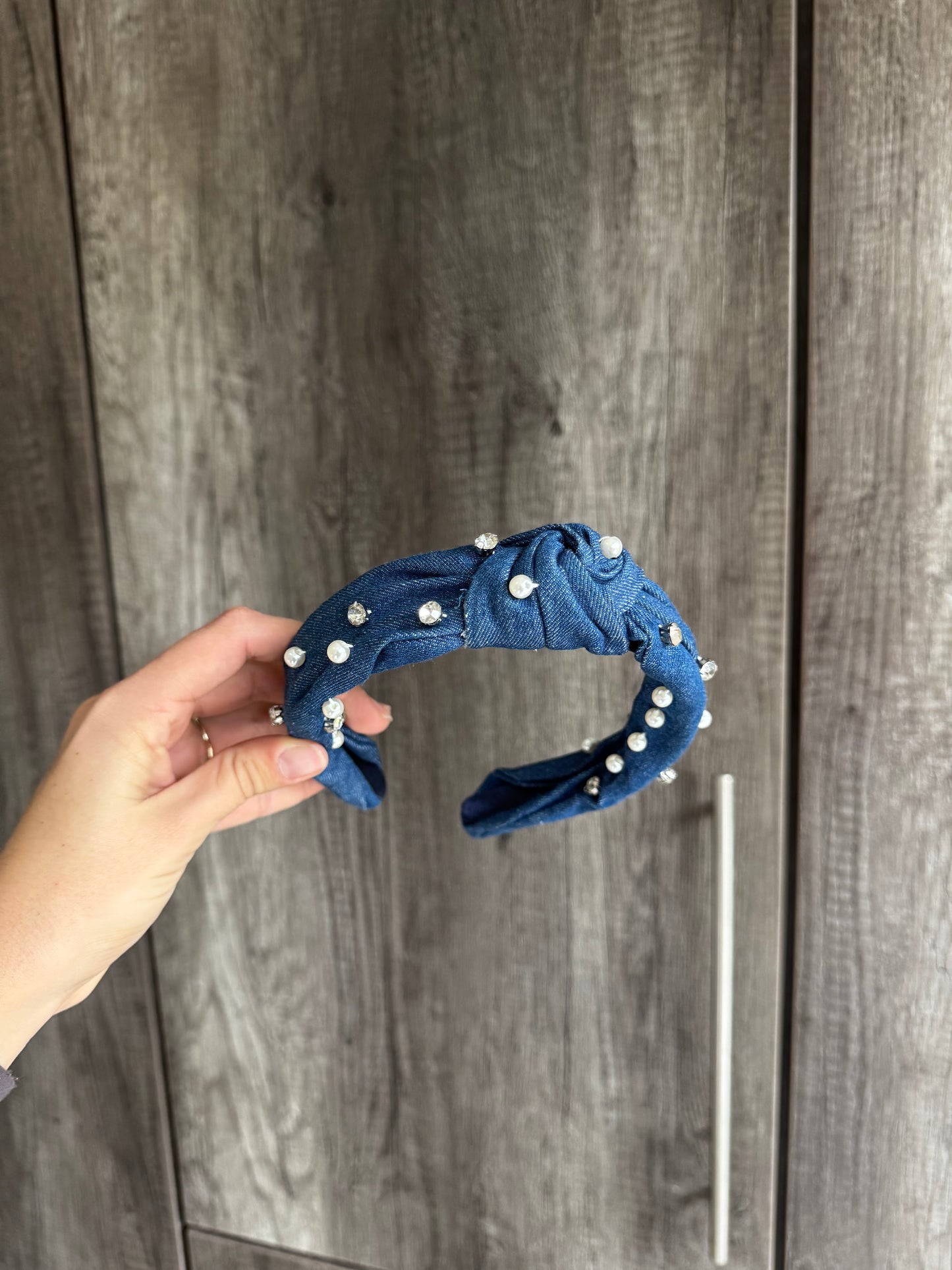 Denim pearl headband (X2)