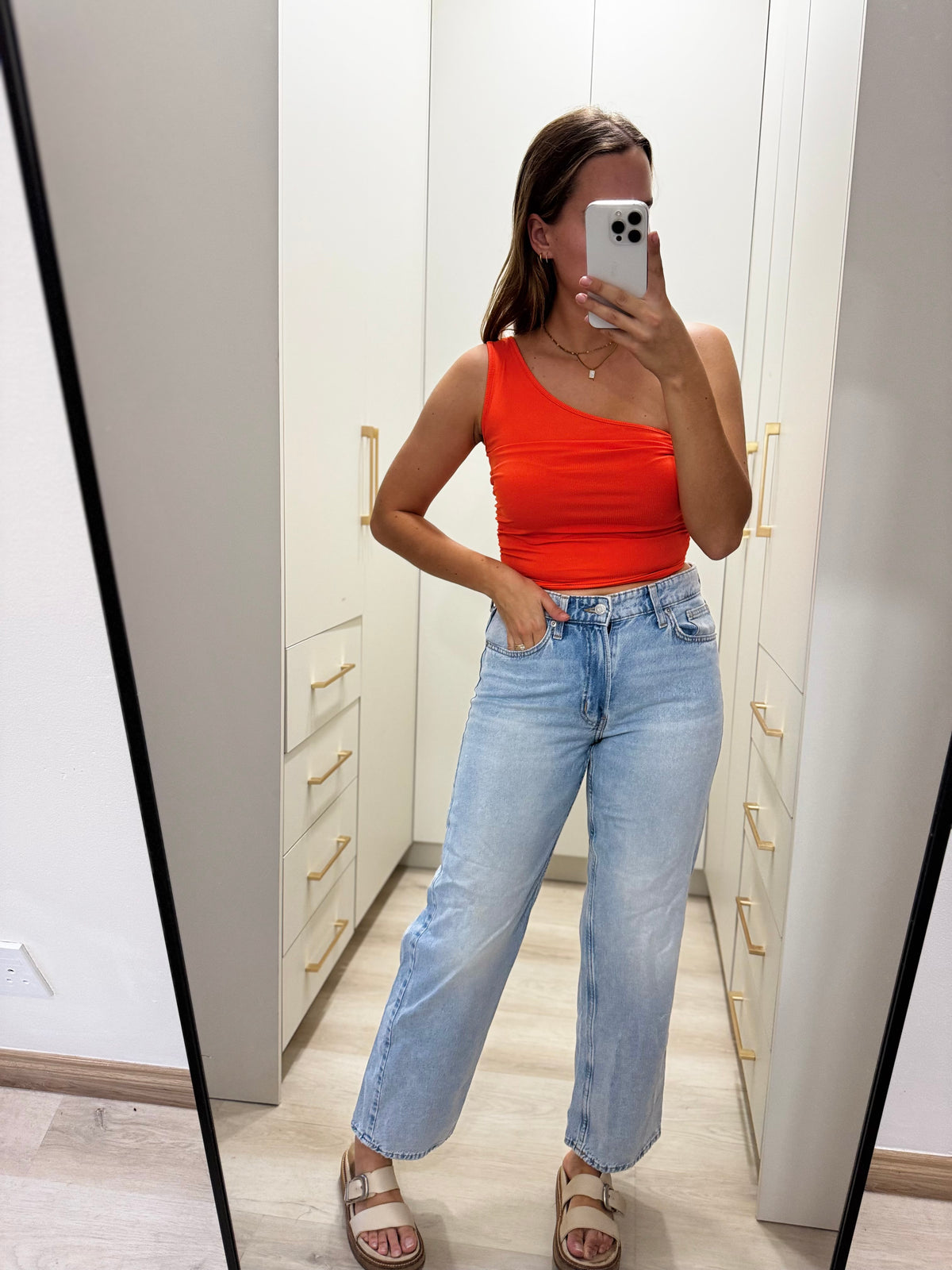 Orange ribbed tank (U)
