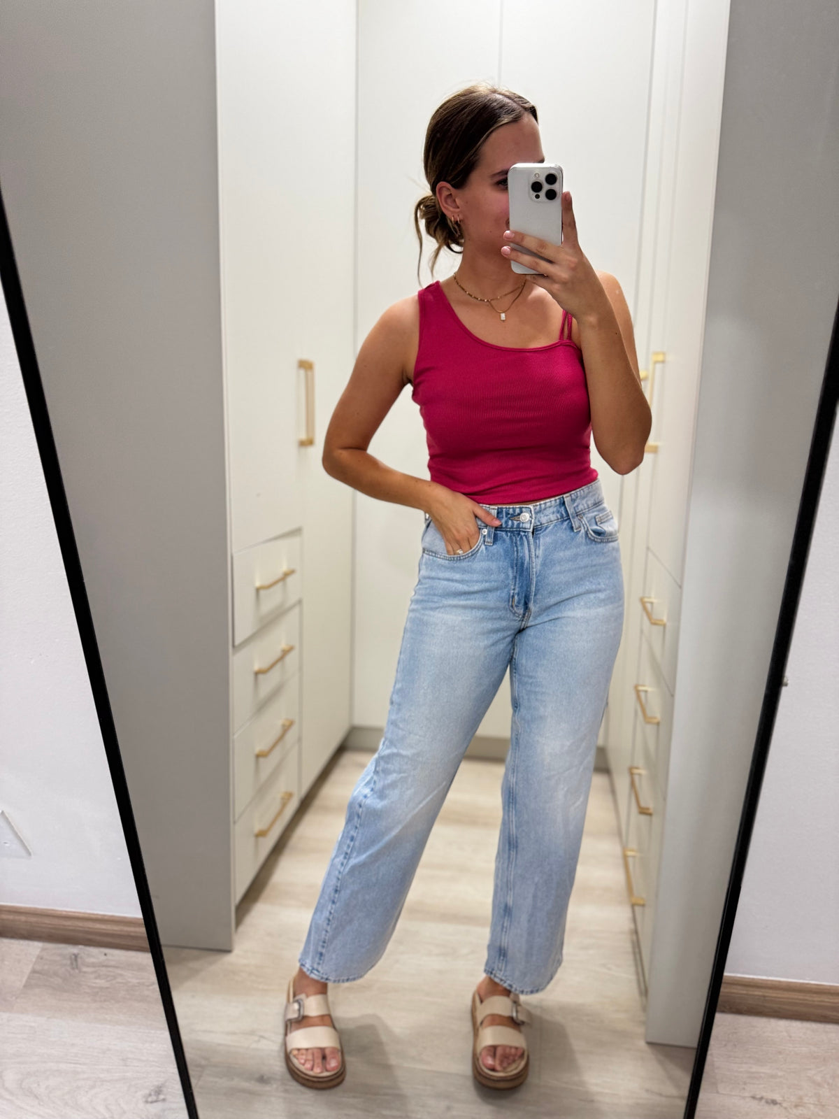 Pink ribbed tank (U)