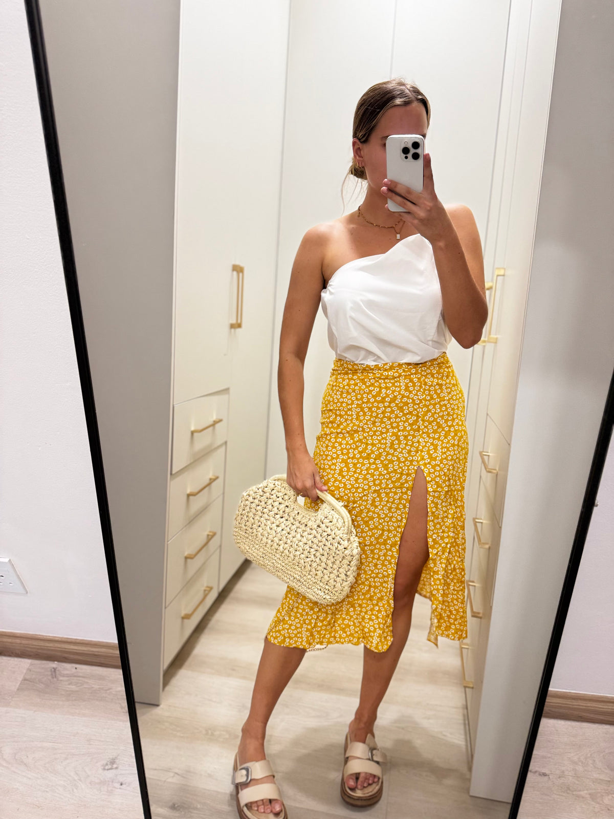 Yellow floral skirt (U)