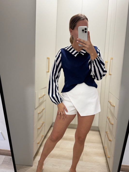 Navy striped top (X)