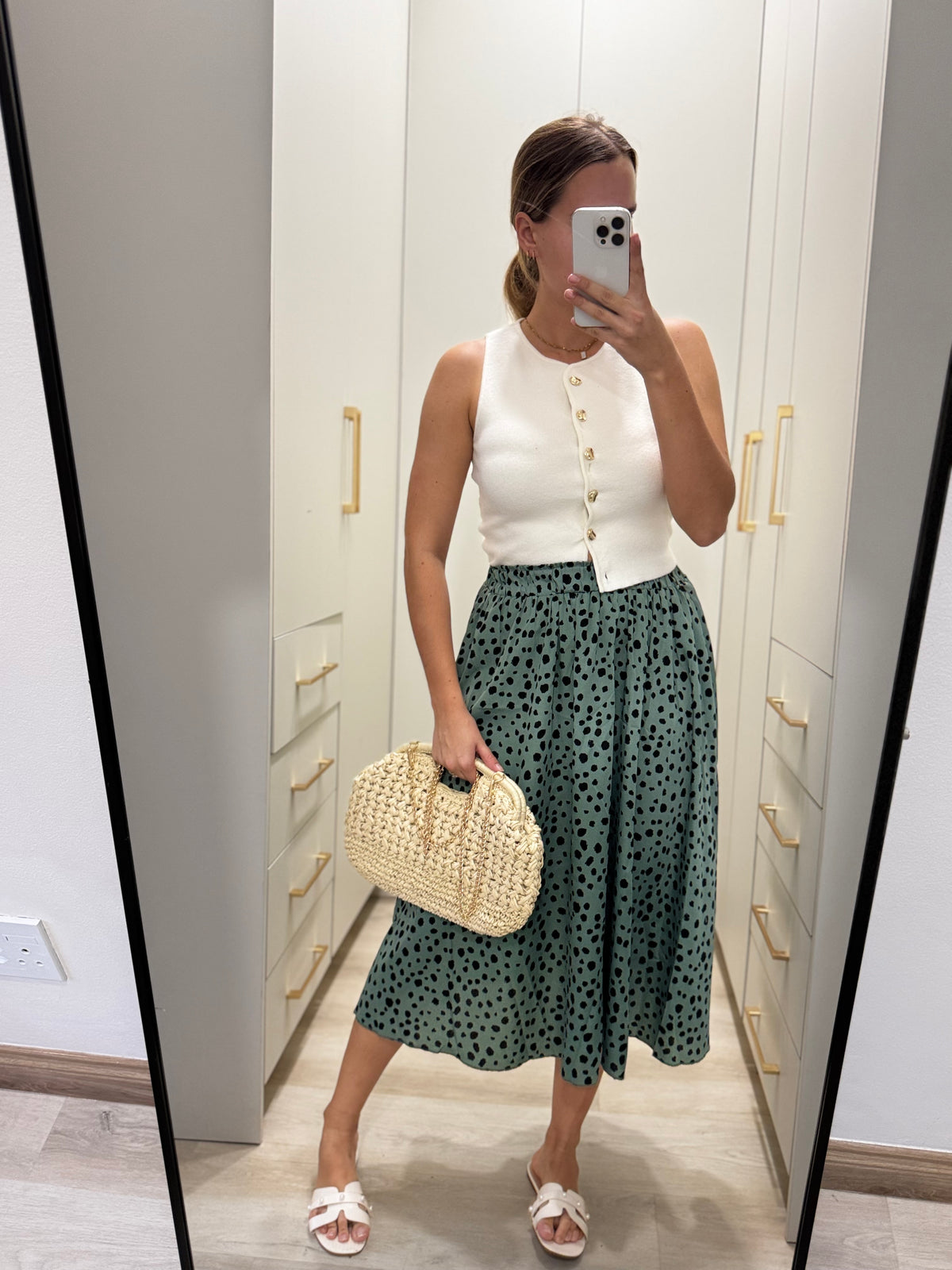 Polka dot green skirt (X)
