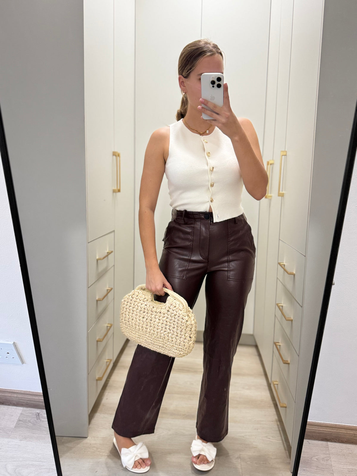 ZARA brown leather pants (Z)